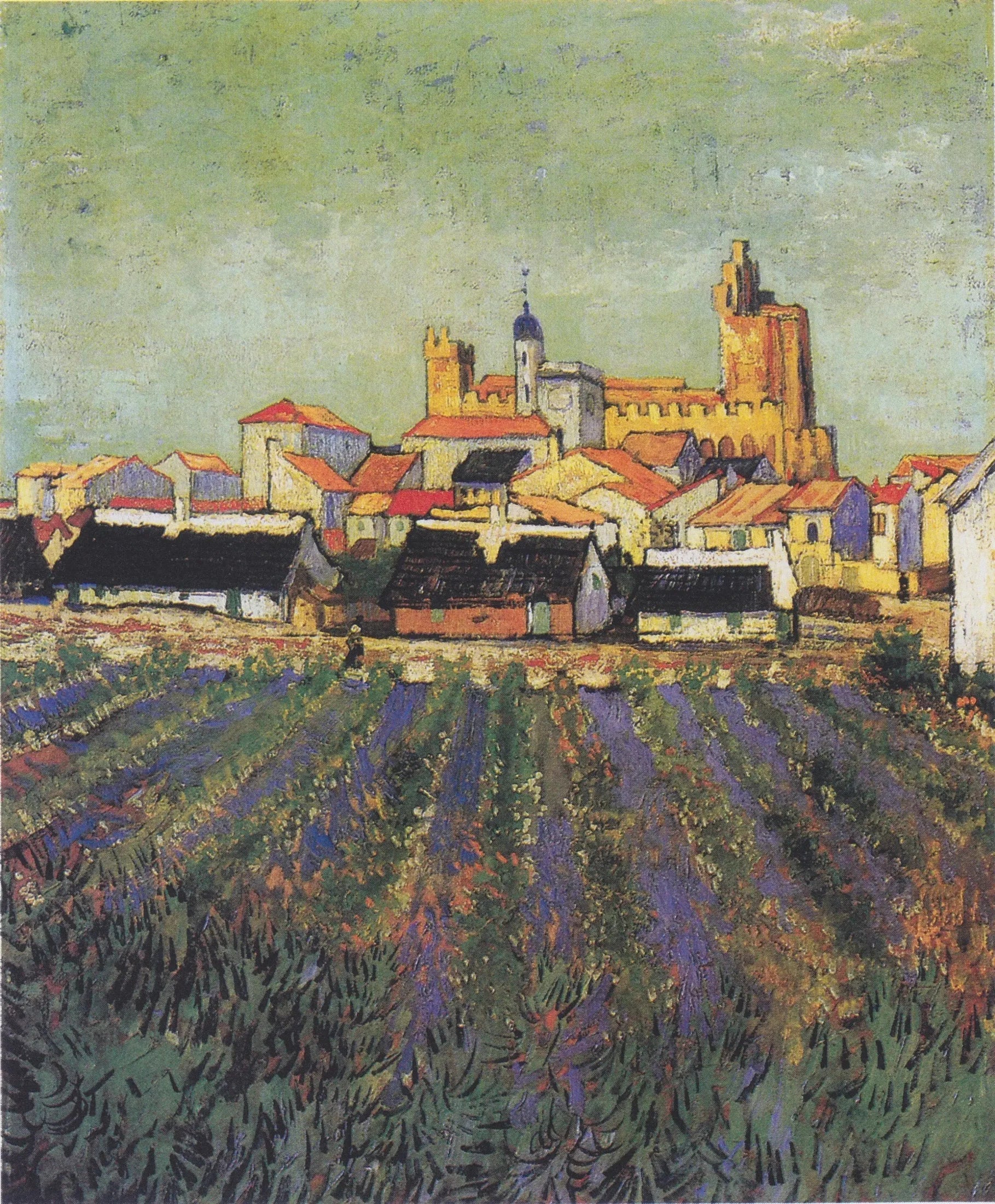 Vue des Saintes-Maries-de-la-Mer - Vincent van Gogh image 1 reproduction artisanale de tableau