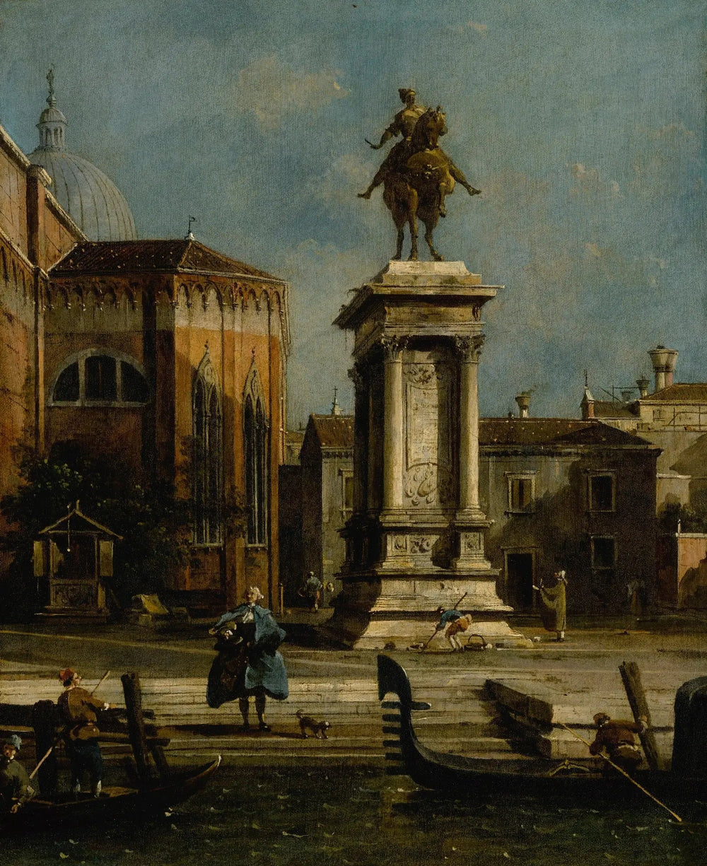 Vue des Santi Giovanni e Paolo et de la statue équestre de Bartolomeo Colleoni - Canaletto image 1 copie de tableau peinte à la main