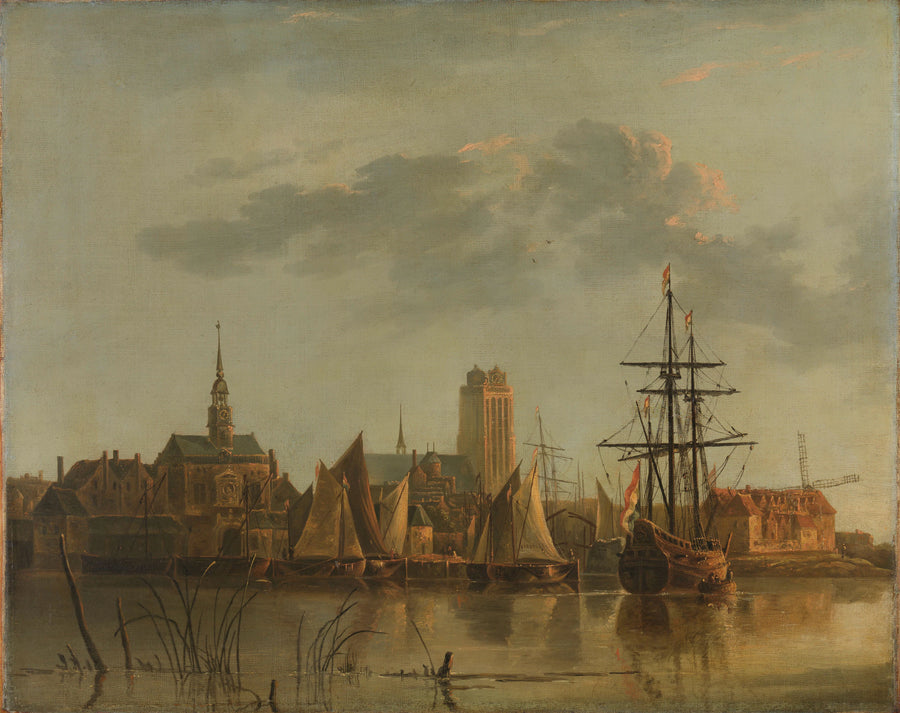 Vue de Dordrecht au coucher du soleil - Artiste inconnu du Rijksmuseum