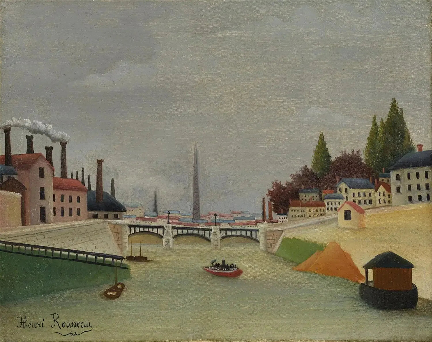 Vue du pont de Grenelle, Trocadéro - Henri Rousseau image 1 copie de tableau peinte à la main