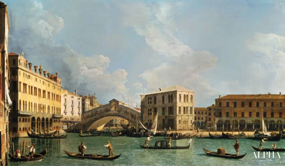 Vue du pont du Rialto, depuis le nord - Canal Giovanni Antonio - Reproductions de tableaux et peintures haut de gamme