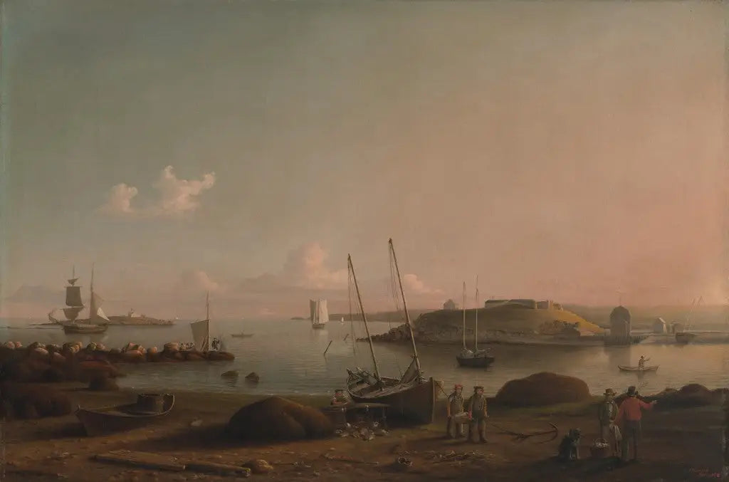 Vue du port de Gloucester - Fitz Henry Lane image 1 copie de tableau peinte à la main
