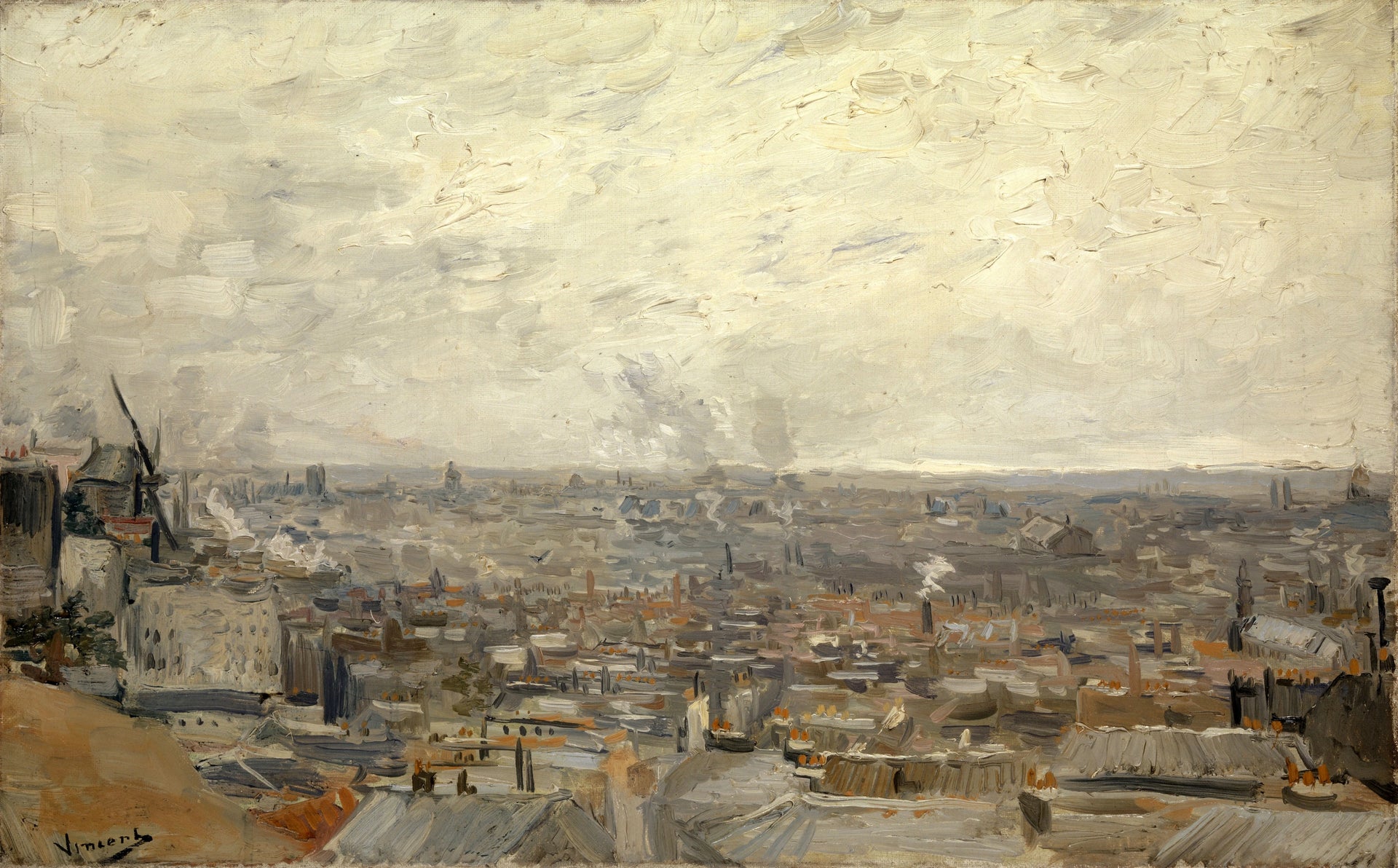 Vue de Paris depuis Montmartre F262 — vaste panorama des toits de Paris peint par Vincent van Gogh