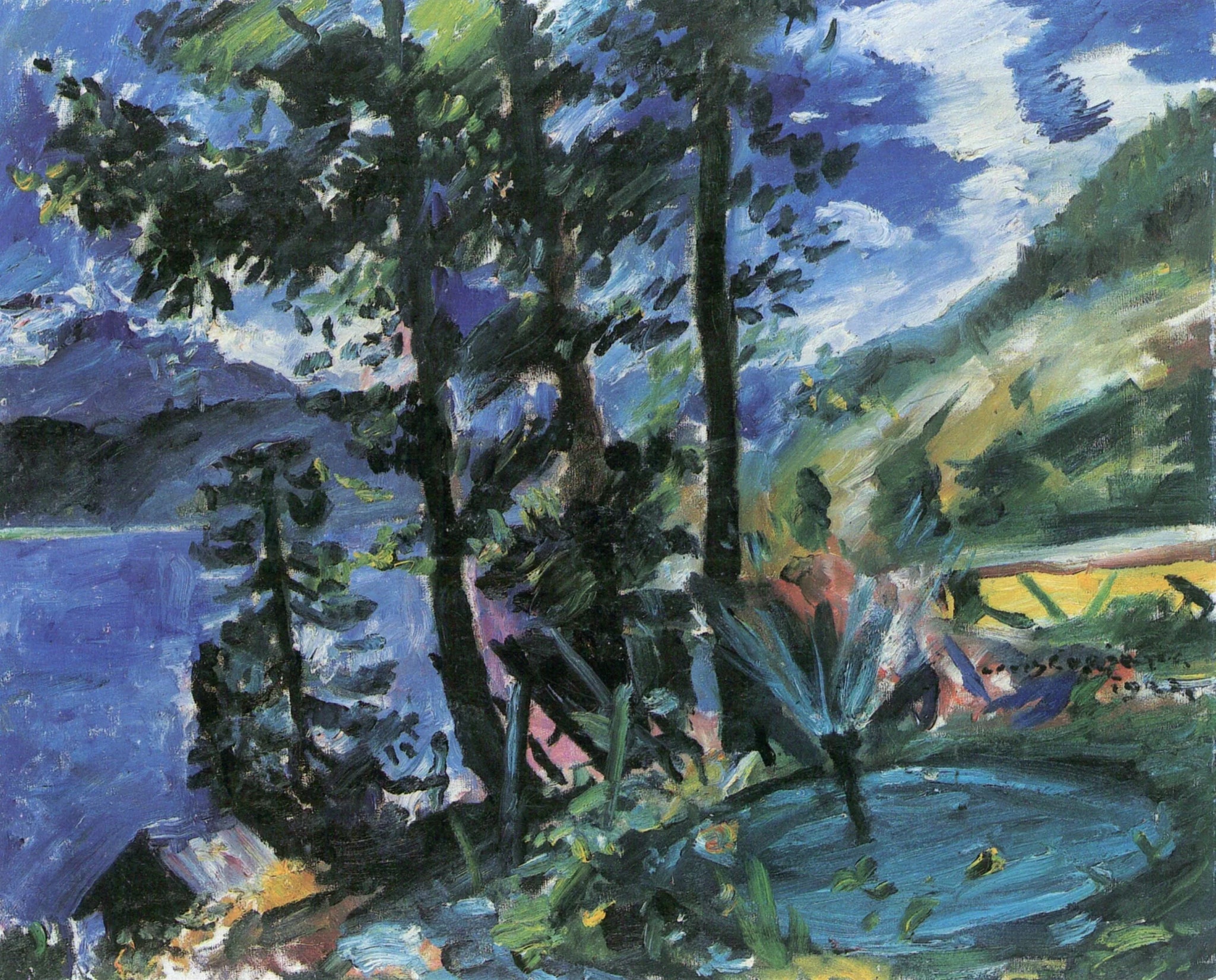 Walchensee mit Springbrunnen - Lovis Corinth image 1 copie de tableau peinte à la main
