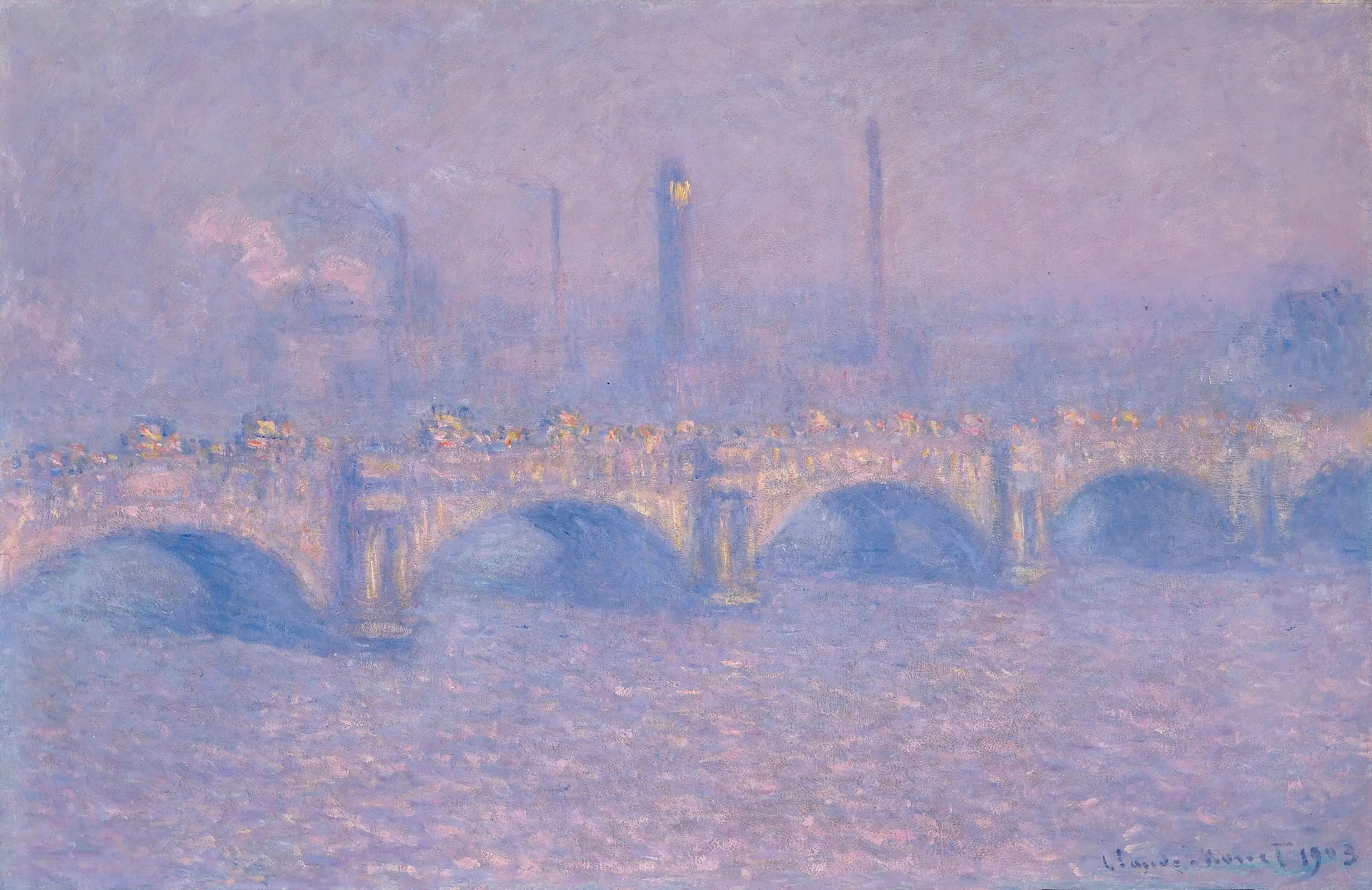Waterloo Bridge, soleil voilé. - Claude Monet image 1 reproduction de peinture à l’huile
