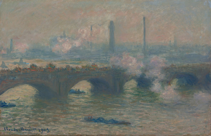 สะพานวอเตอร์ลูในวันที่ท้องฟ้าหม่น - Claude Monet