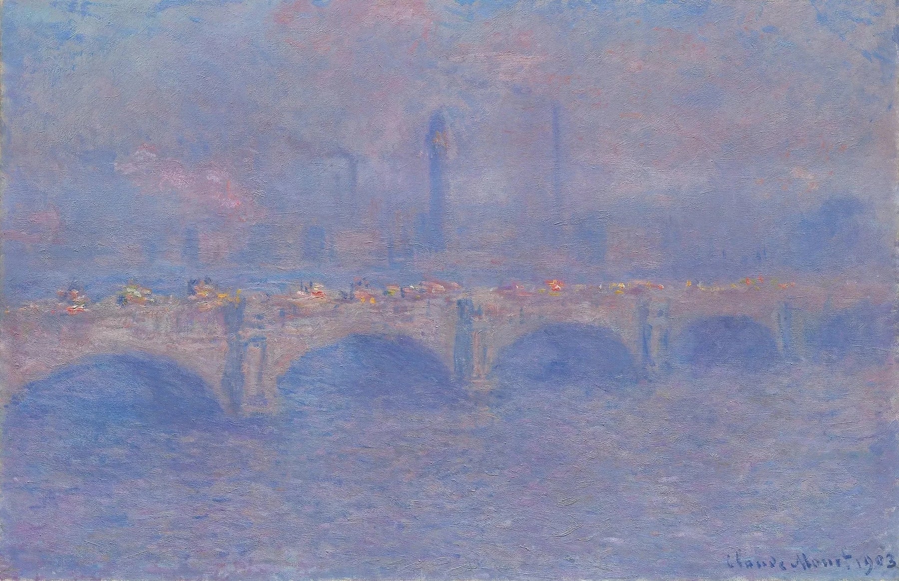 Waterloo Bridge, Sunlight Effect de Claude Monet – Art Institute of Chicago 1933.1163
