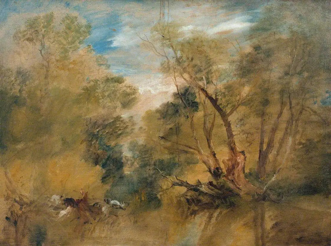 Willows beside a Stream - J. M. W. Turner image 1 reproduction artisanale de tableau