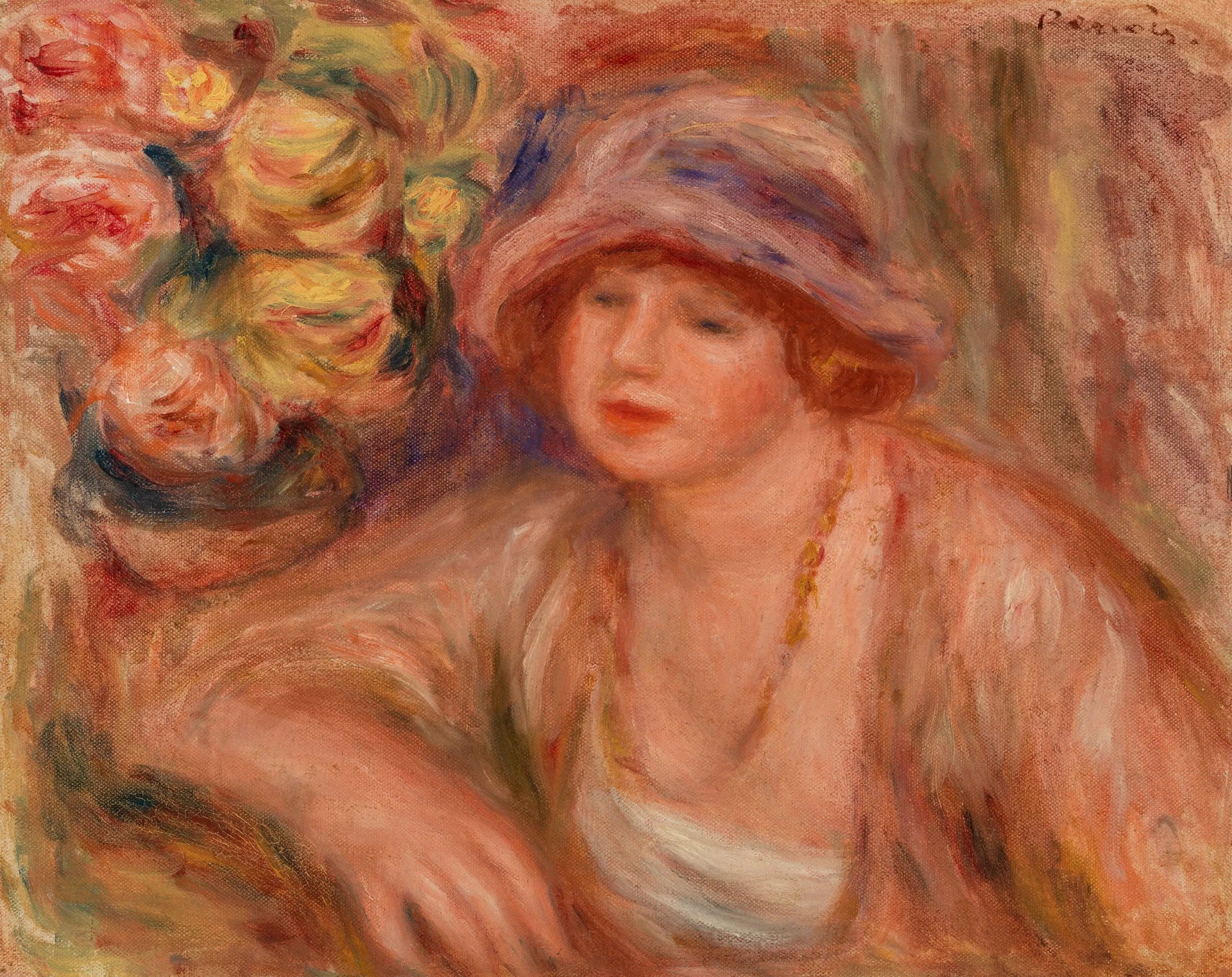 Woman Leaning (Femme accoudée) - Pierre-Auguste Renoir image 1 copie peinte à la main à l’huile
