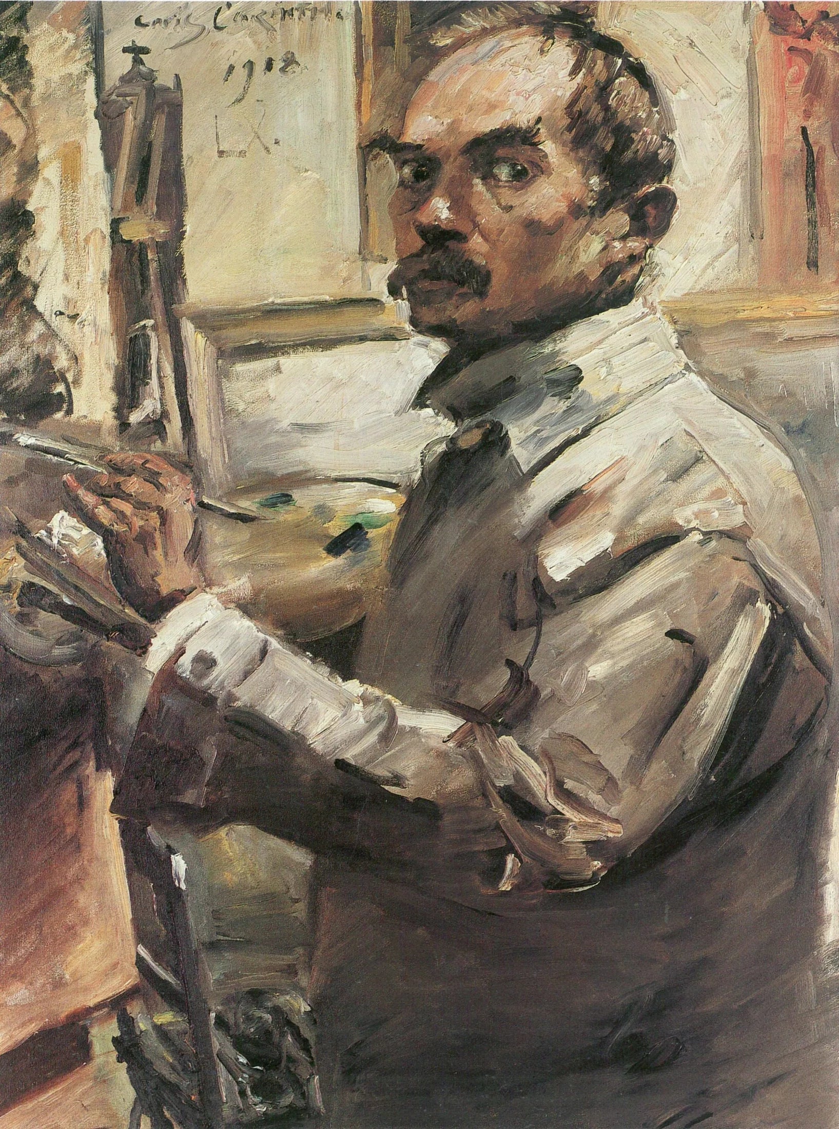 Zelfportret in witte kiel - Lovis Corinth image 1 copie peinte à la main à l’huile